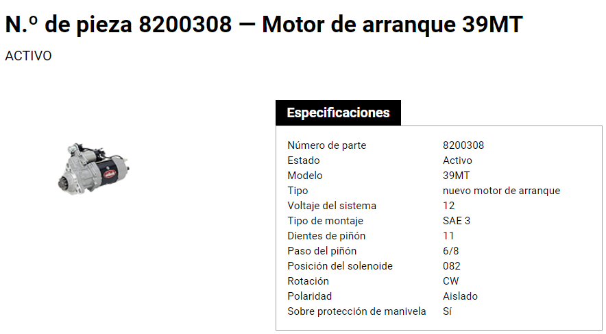 8200308P – MARCHA 39MT 12V DELCO REMY 11D 8200604