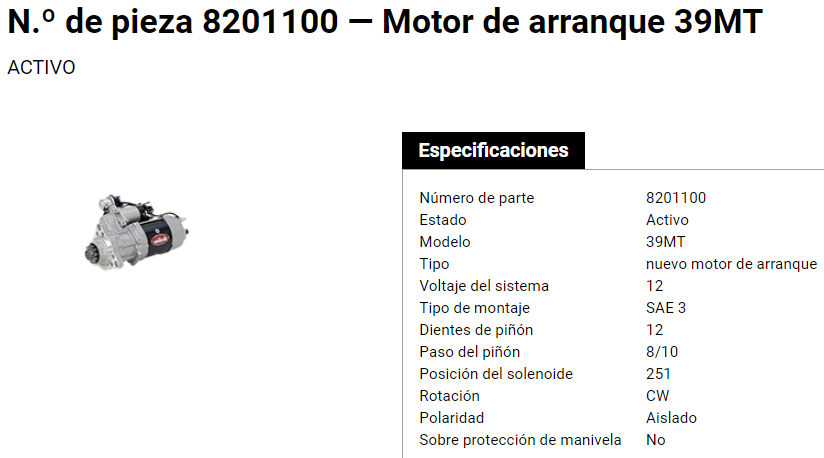 8201100 – MARCHA 39MT DELCO REMY MACK MP8 I VOLVO D13